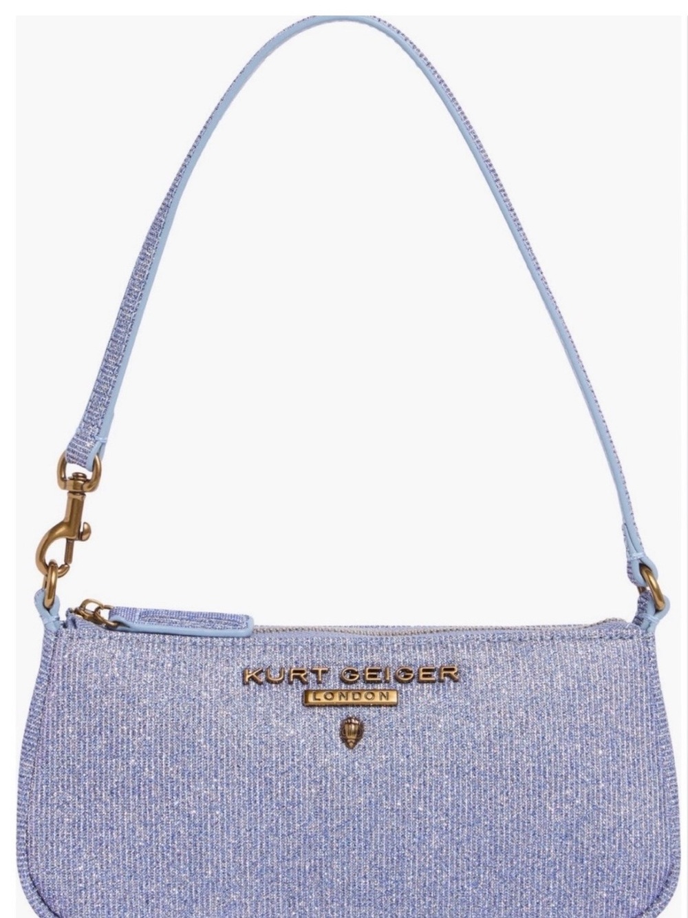 Kurt Geiger Lavender Glitter Shoulder Bag with Gold Hardware